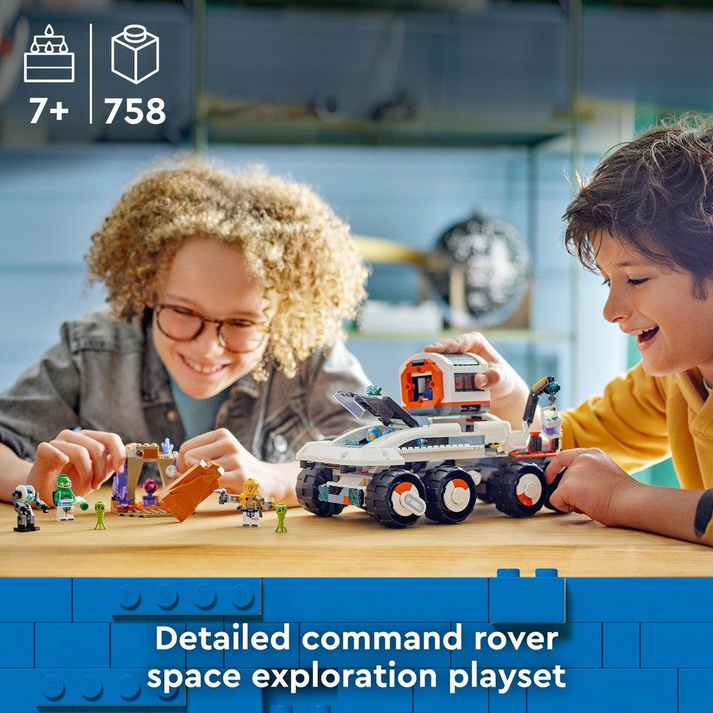 for ages 7+ with 758 LEGO pieces. DCetailed command rover space exploration playset