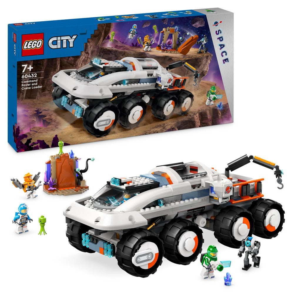 the LEGO city command rover and crane loader are here with lego astronauts. build the rover with LEGO city