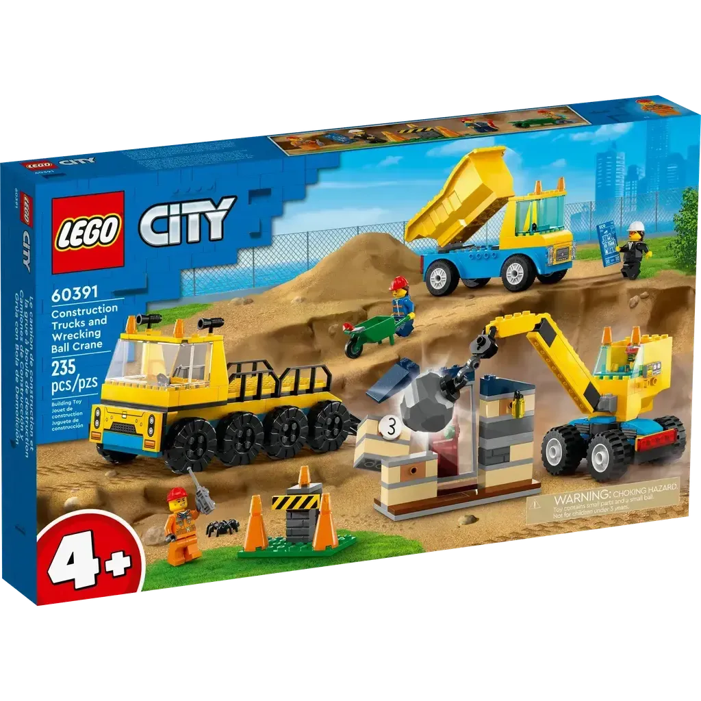 Construction Trucks and Wrecking Ball Crane-LEGO-The Red Balloon Toy Store