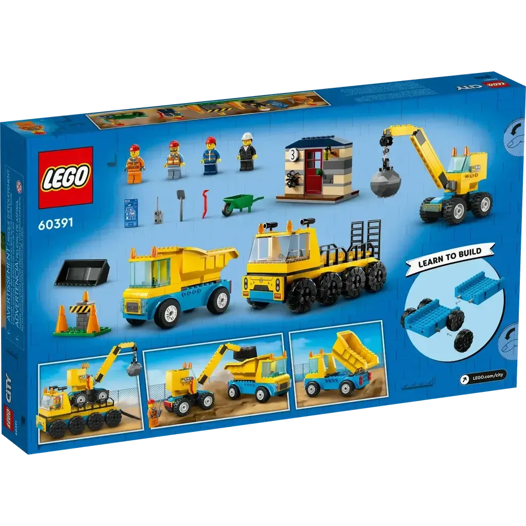 Construction Trucks and Wrecking Ball Crane-LEGO-The Red Balloon Toy Store