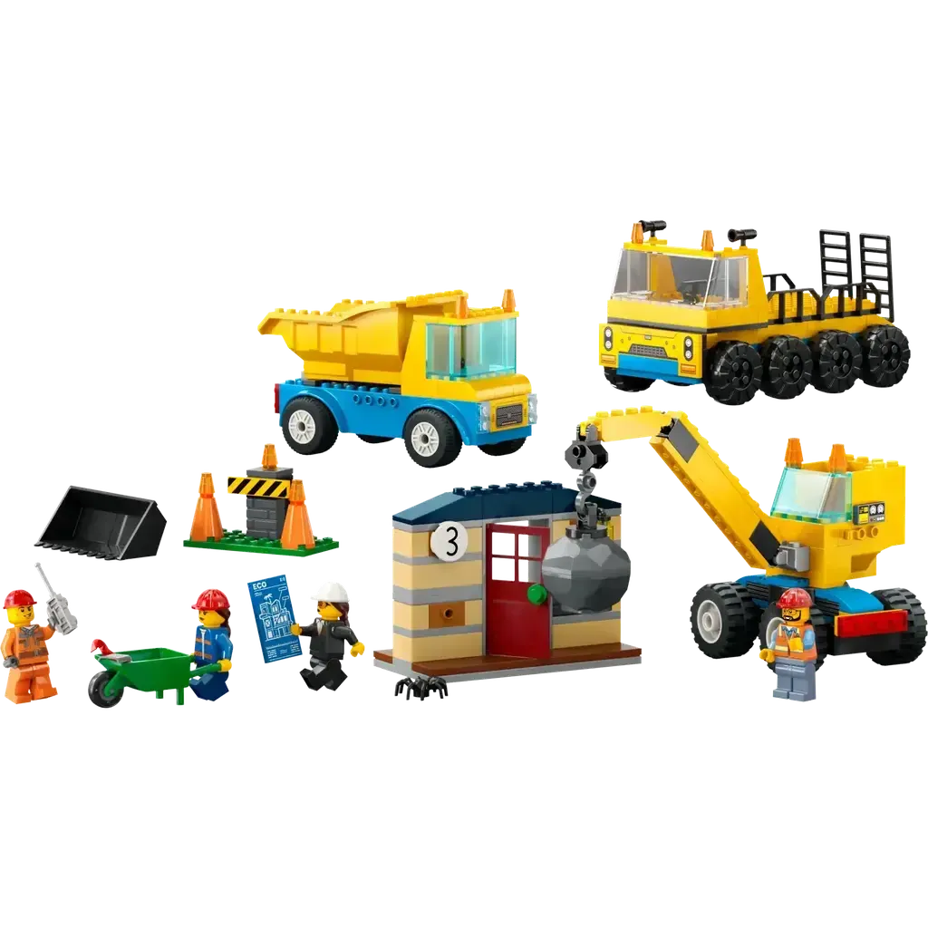 Construction Trucks and Wrecking Ball Crane-LEGO-The Red Balloon Toy Store