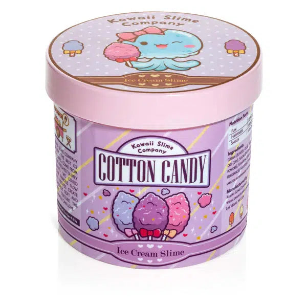 Image of the packaging for the Cotton Candy Scented Ice Cream Pint Slime. It comes in a realistic looking ice cream container that you might get it confused with the real thing!