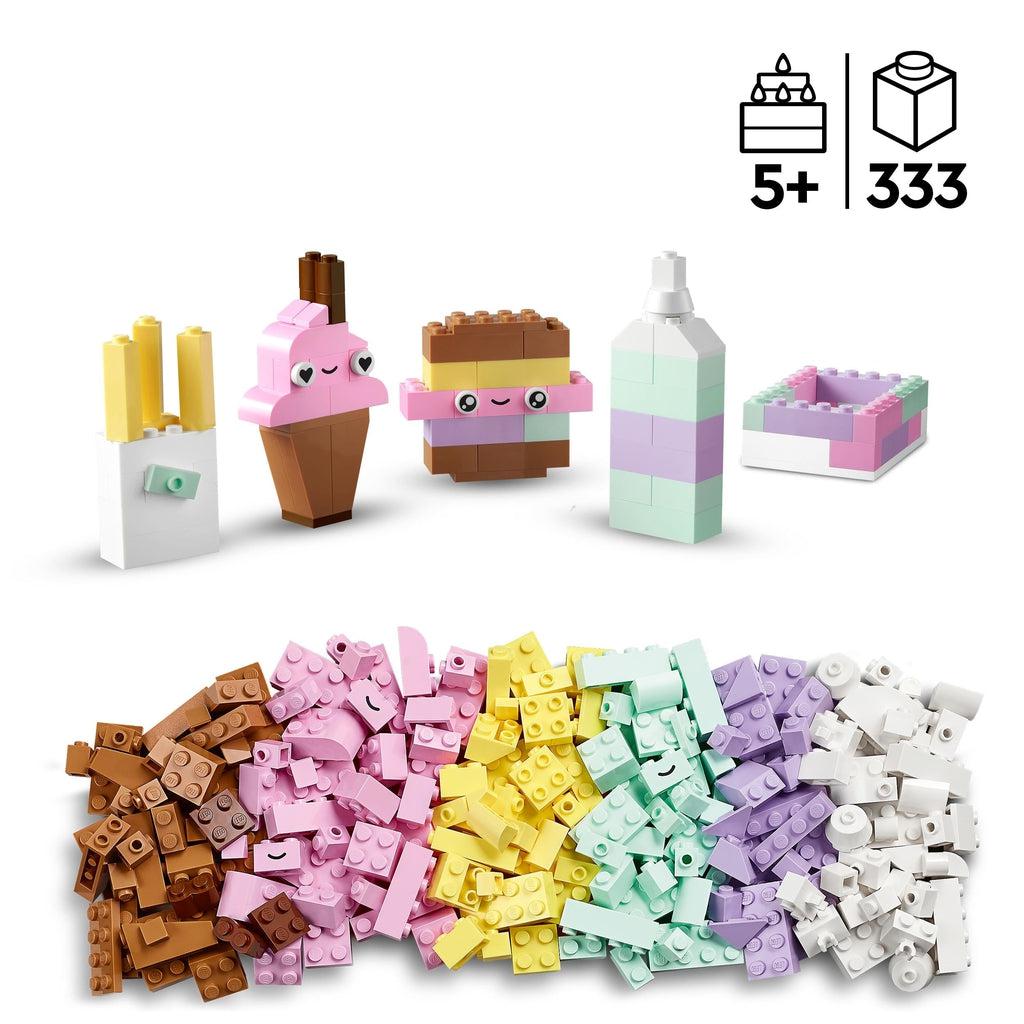Images of possible pastel LEGO creations you could create with the bricks included in this kit. Recommended Age: 5+ Number of Pieces: 333
