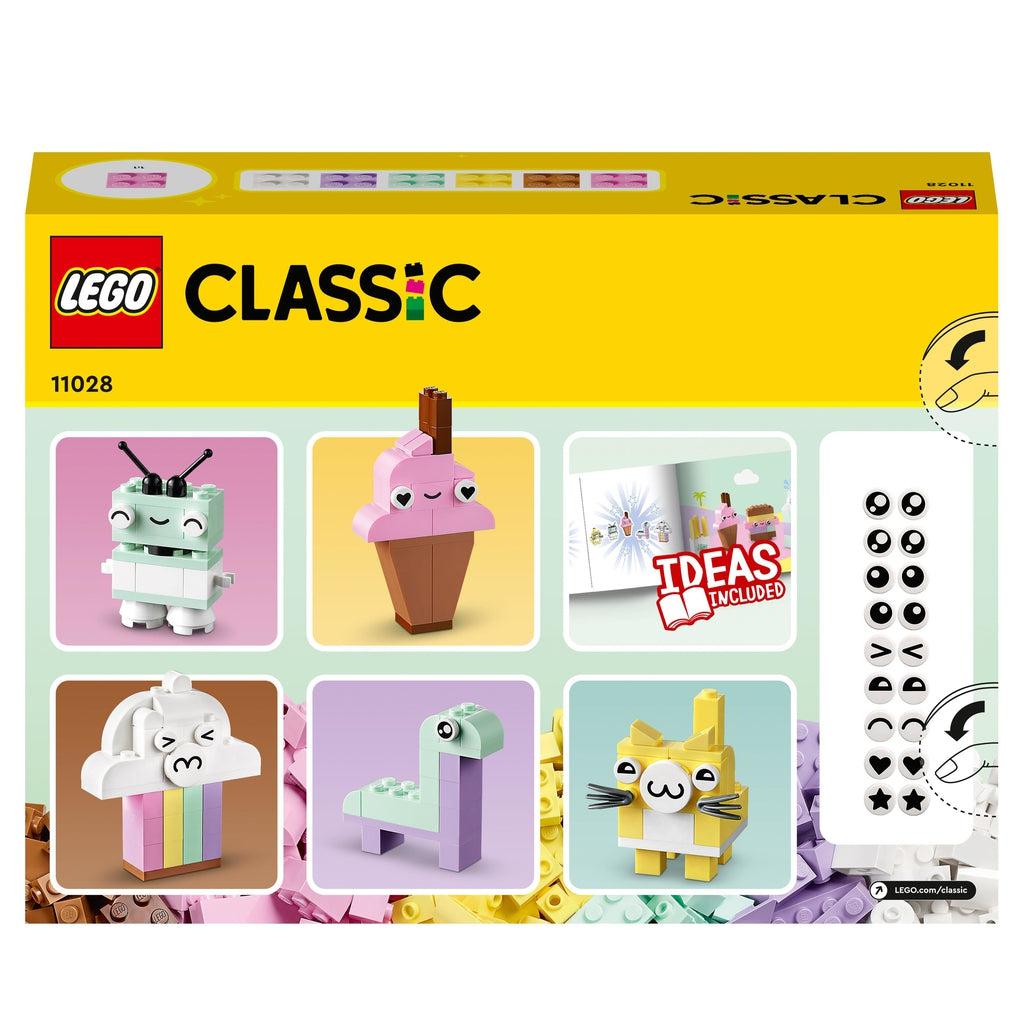 Image of the back of the box. It shows more images of possible creations, and it also shows that the kit comes with an ideas book.