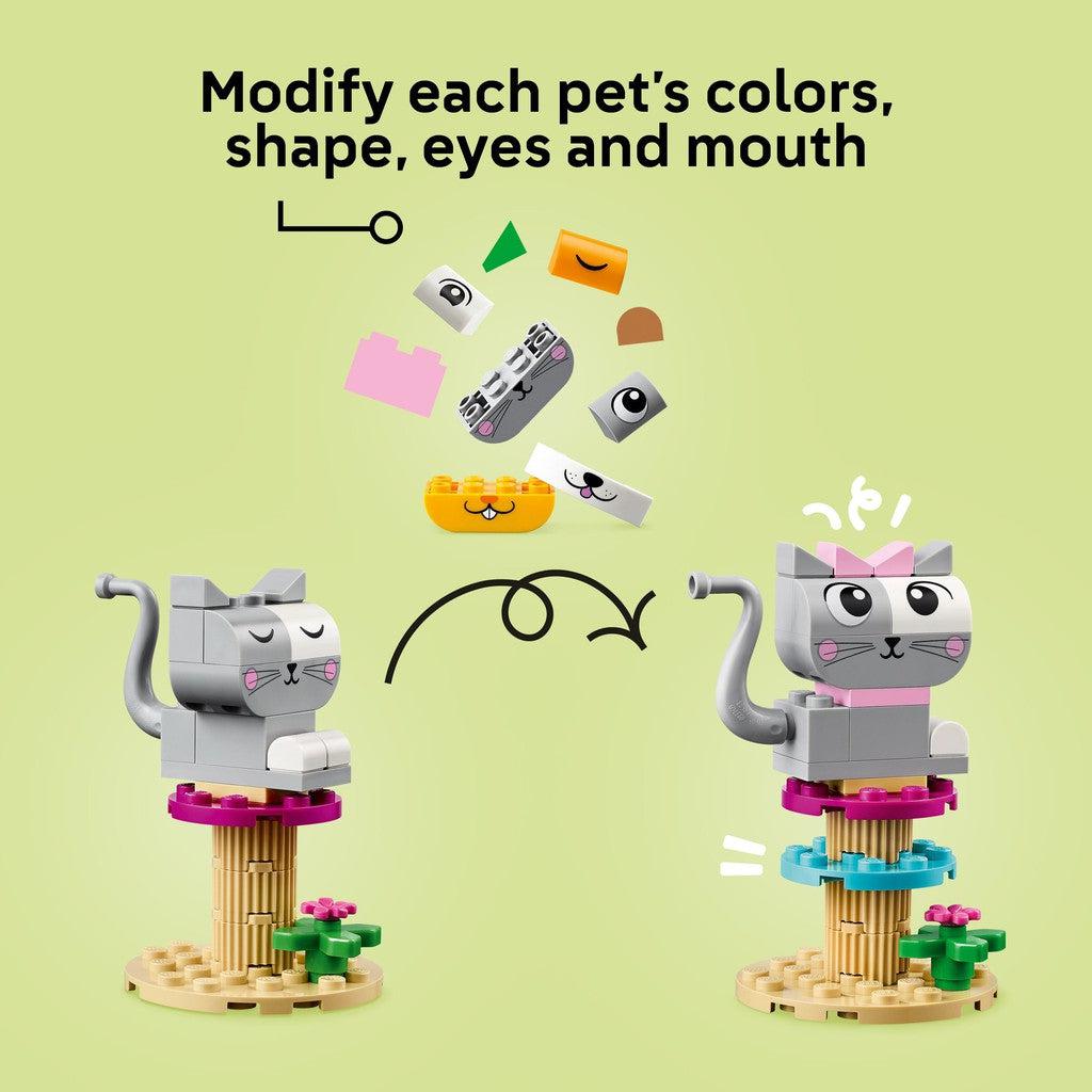 modify each pets colors, shape, eyes and mouth