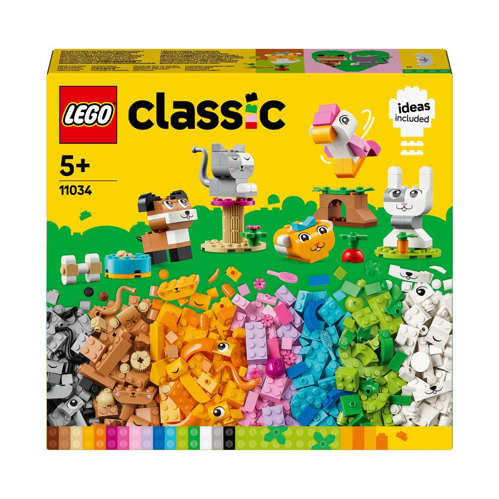 LEGO classic shows several creative pets with colorful bricks of LEGO