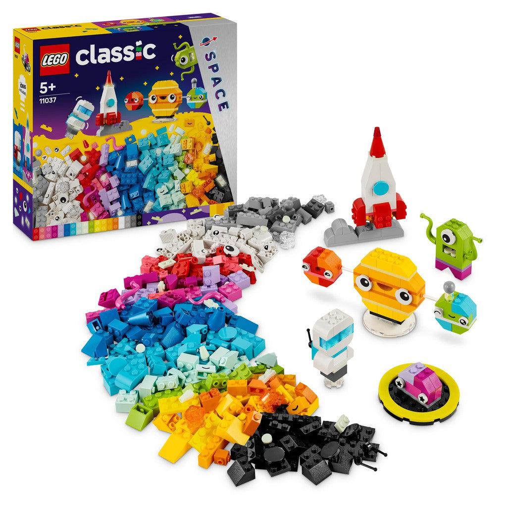 the LEGO Classic creative space plantets building is for building planets, aliens and much more with a wide assortment of LEGO pieces and colors
