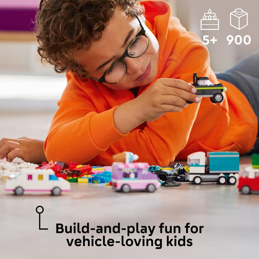for ages 5+ with 900 LEGO pieces inside. build and play fun for vehicle loving kids