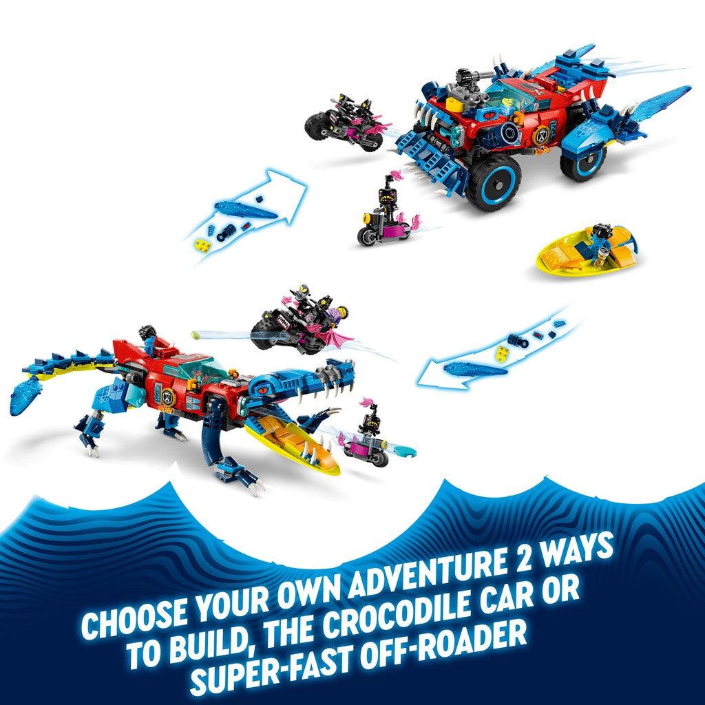Choose your own adventure 2 ways to build, the crocodile car ro the super-fast off roader