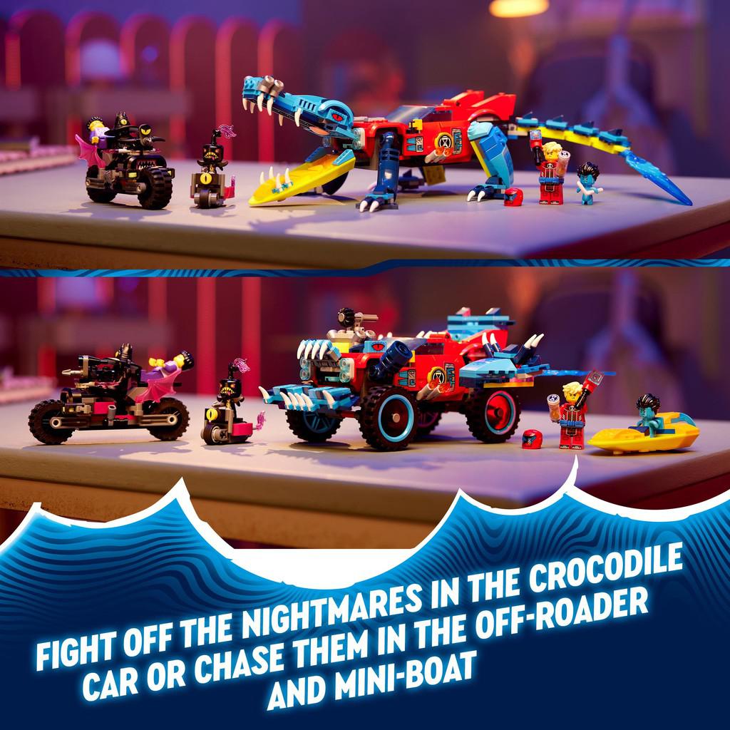 fight off the nightmares in the crocodile car of chase them in the off-roader and mini boat
