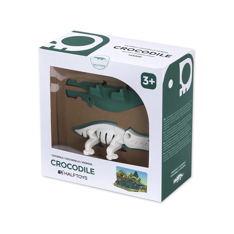 Image of the packaging for the Crocodile and River Scene figurine toy. Part of the front is made from clear plastic so you can see the figurine inside.