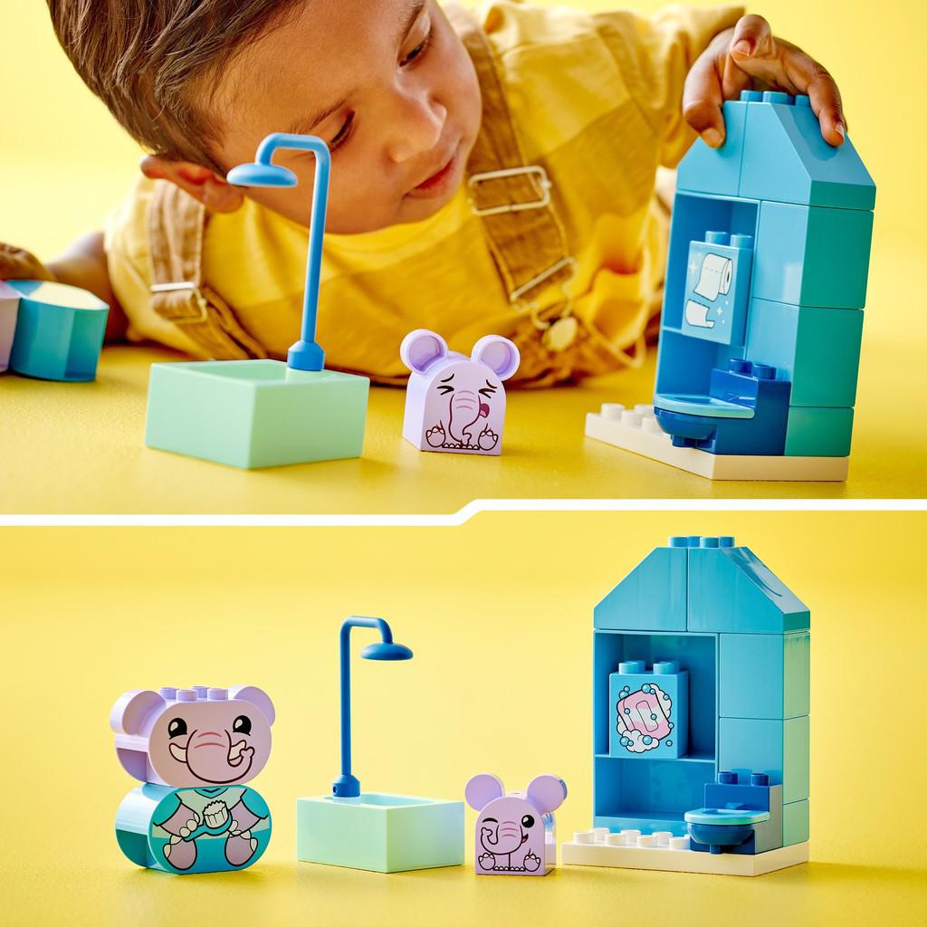 use the soap Duplo blocks for a bath OR the toilet paper for potty time