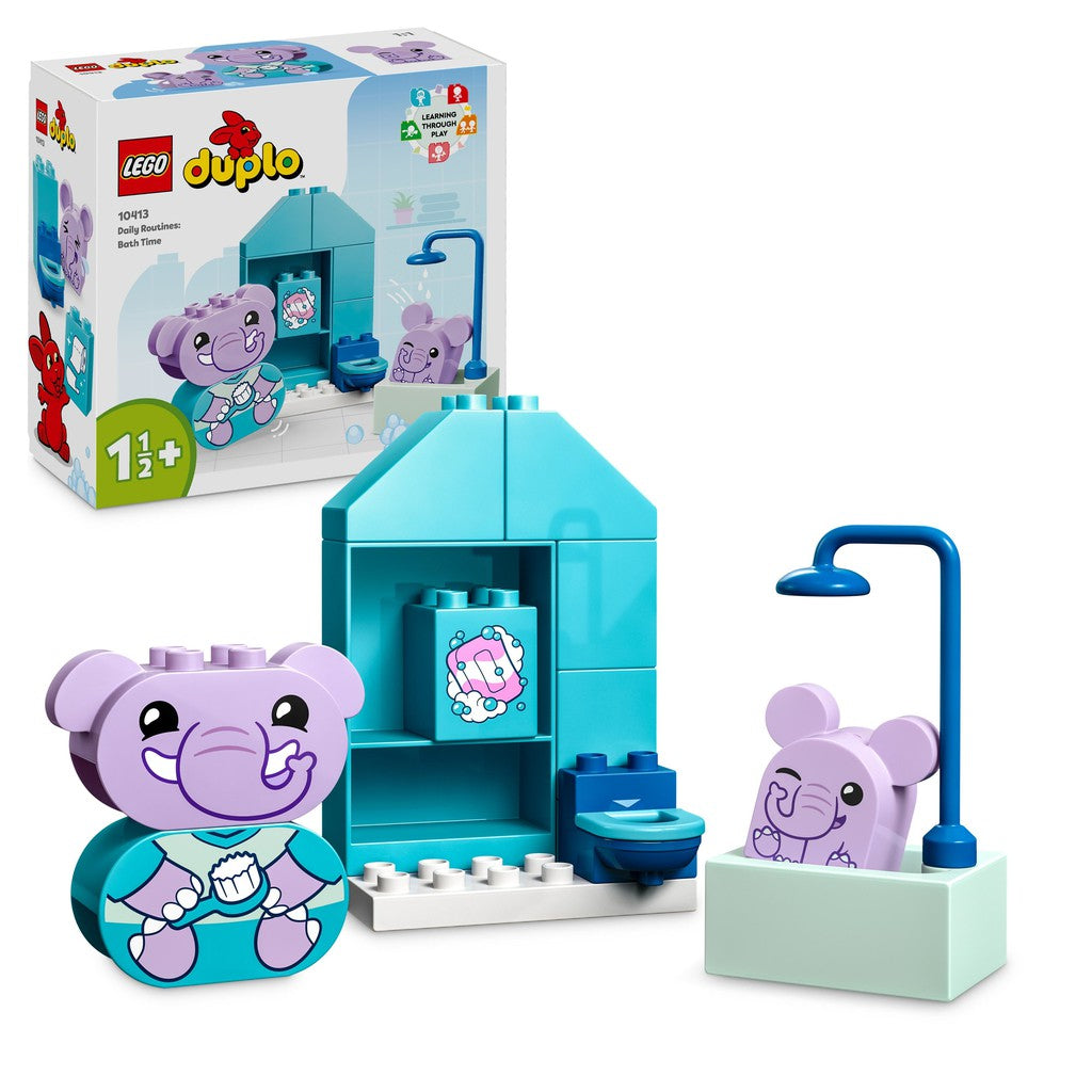 LEGO Dupllo brings a bath, shower, and a baby elephant Duplo blocks to clean and role play bath time with