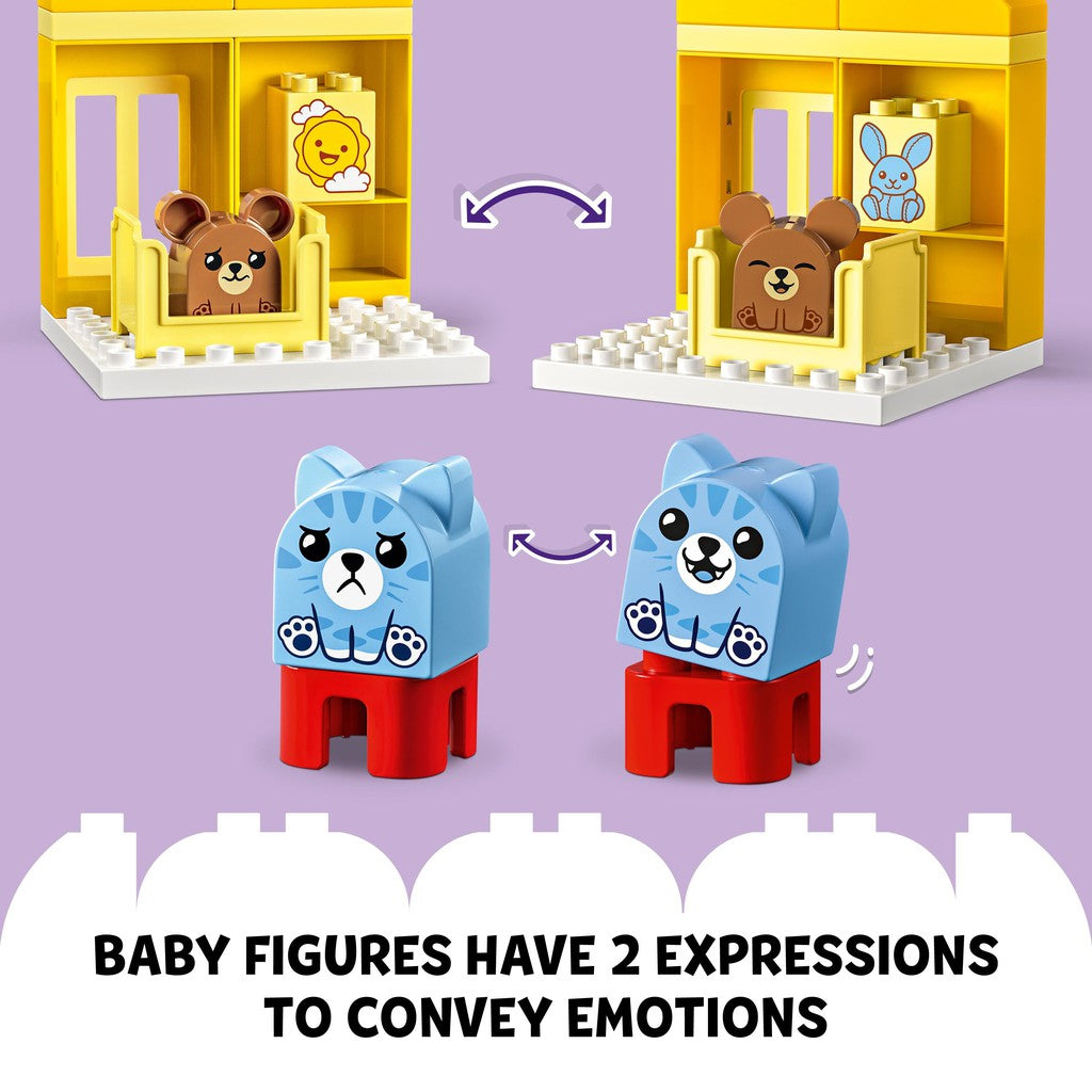 baby figures have 2 expressions to convey emotions