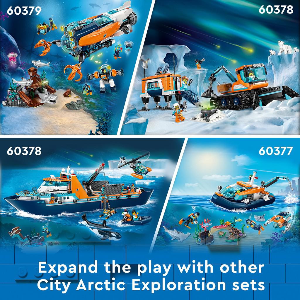 expand the play with other city Arctic exploration sets. other sets include 60379 60378 60378 60377
