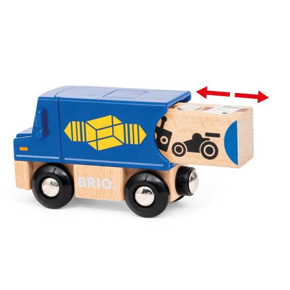 Shows that the two packages fit inside the delivery truck.