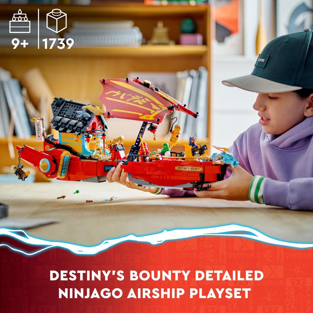 Destiny's Bounty detaild Ninjago Airship playset. for ages 9+ with 1739 lego Pieces. 