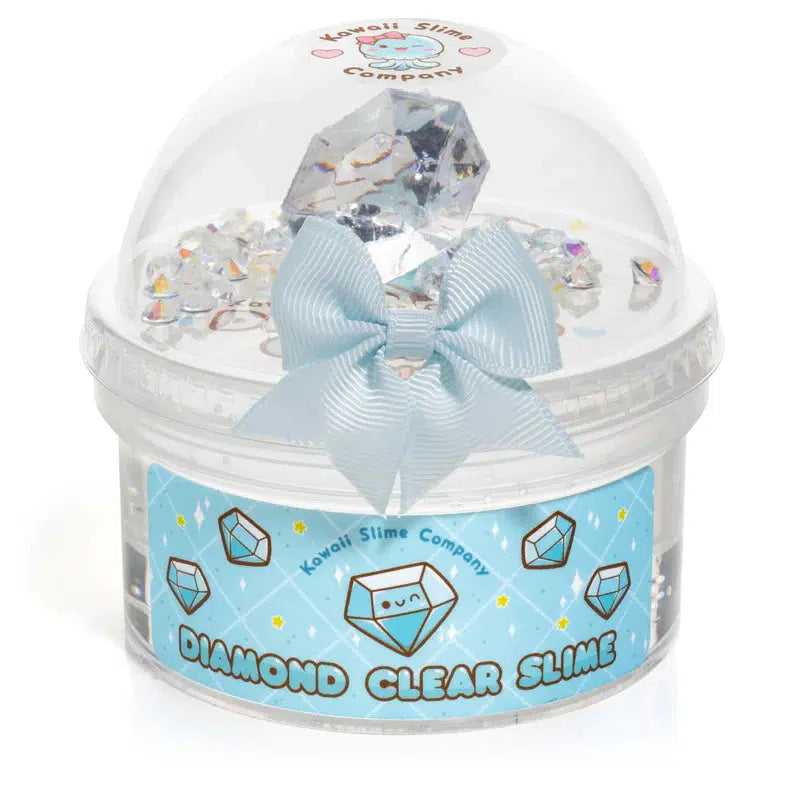 Image of the Diamond Clear Putty Slime in its packaging. It comes in two interlocking containers with one holding the slime and the other holding the included charms.