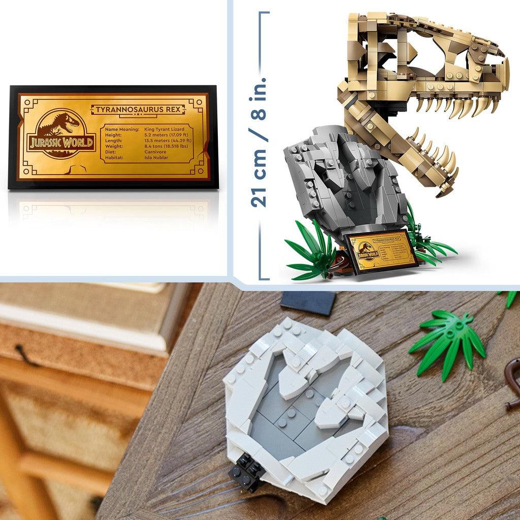 a plaque comes wiith the LEGO set from Jurassic world