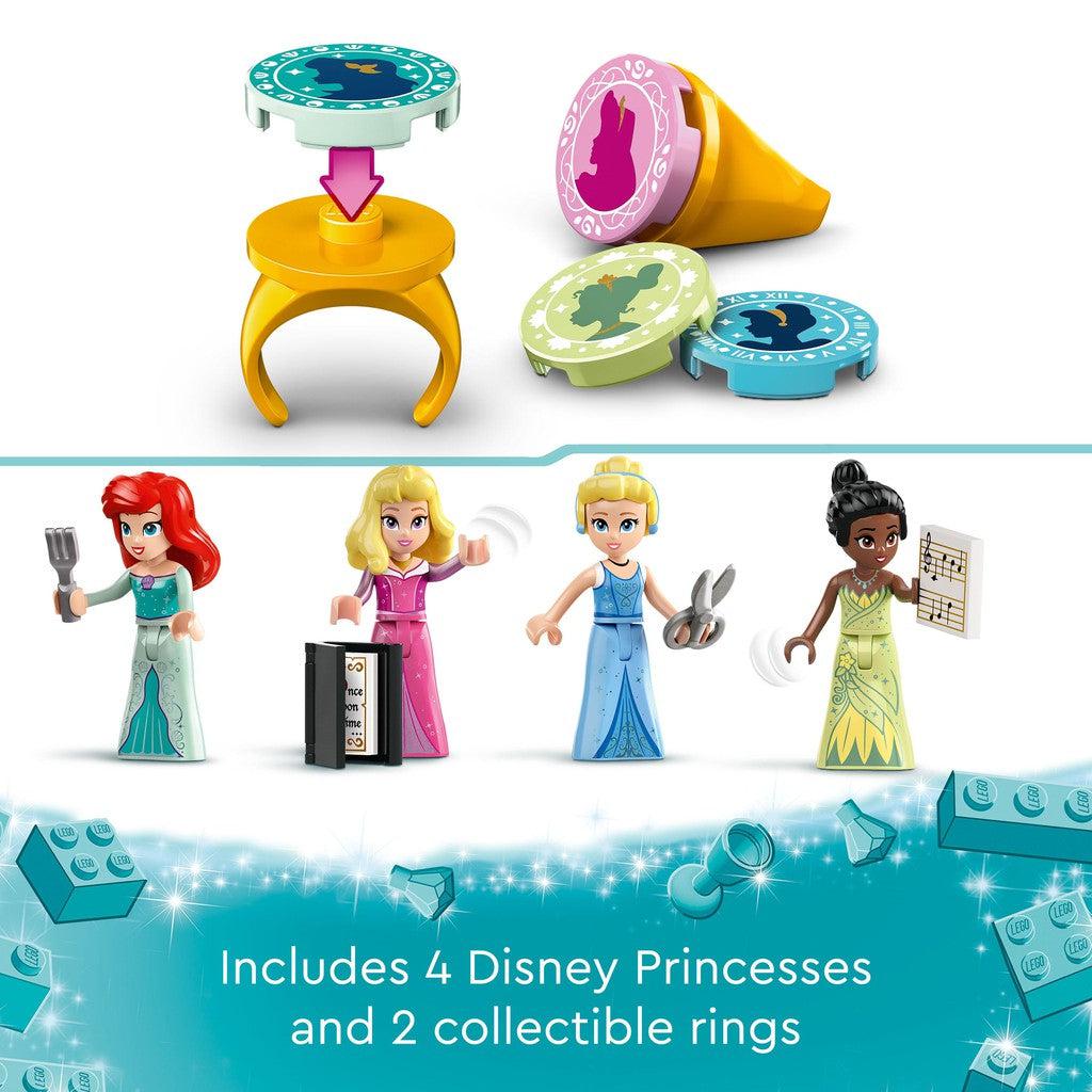 includes 4 Disney princesses and 2 collectible rings