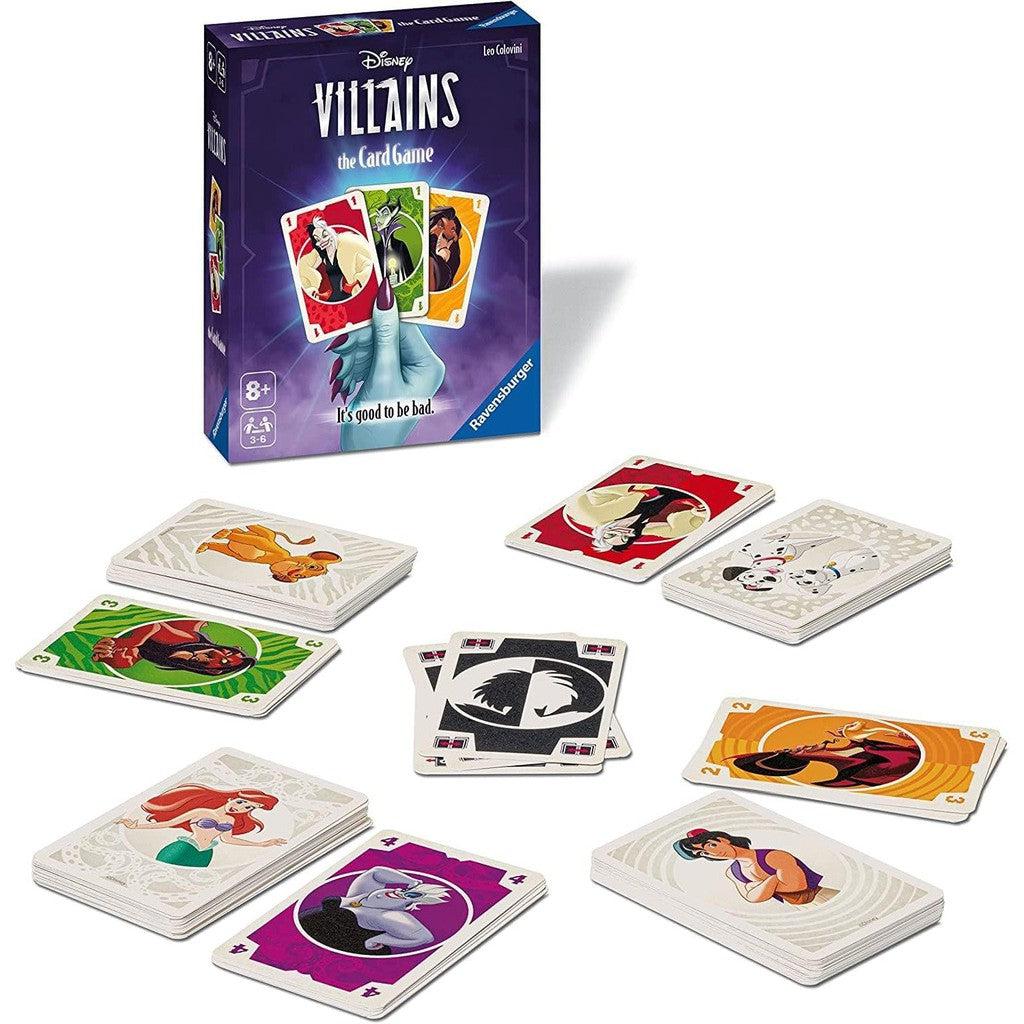 image shows stacks of cards cave up and down with heros and villans. 