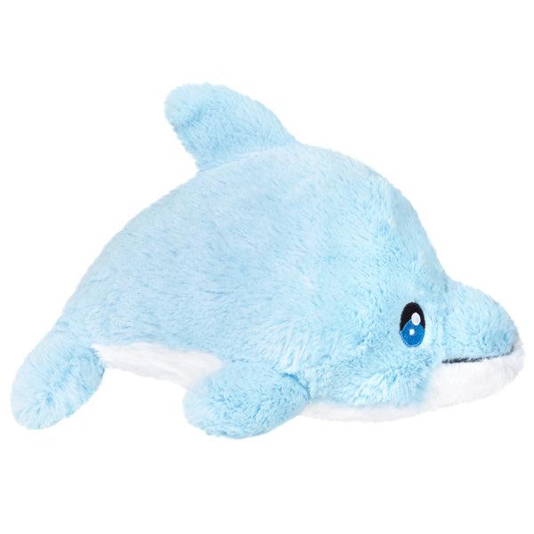 Side view of the plush. Shows that it has a dorsal fin that sticks out from the top.