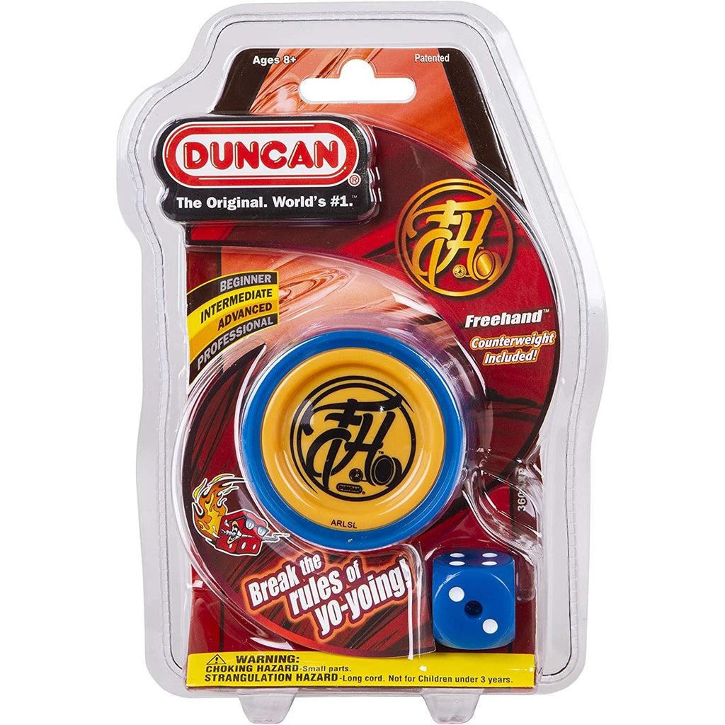 Packaging for blue and orange freehand yo-yo.