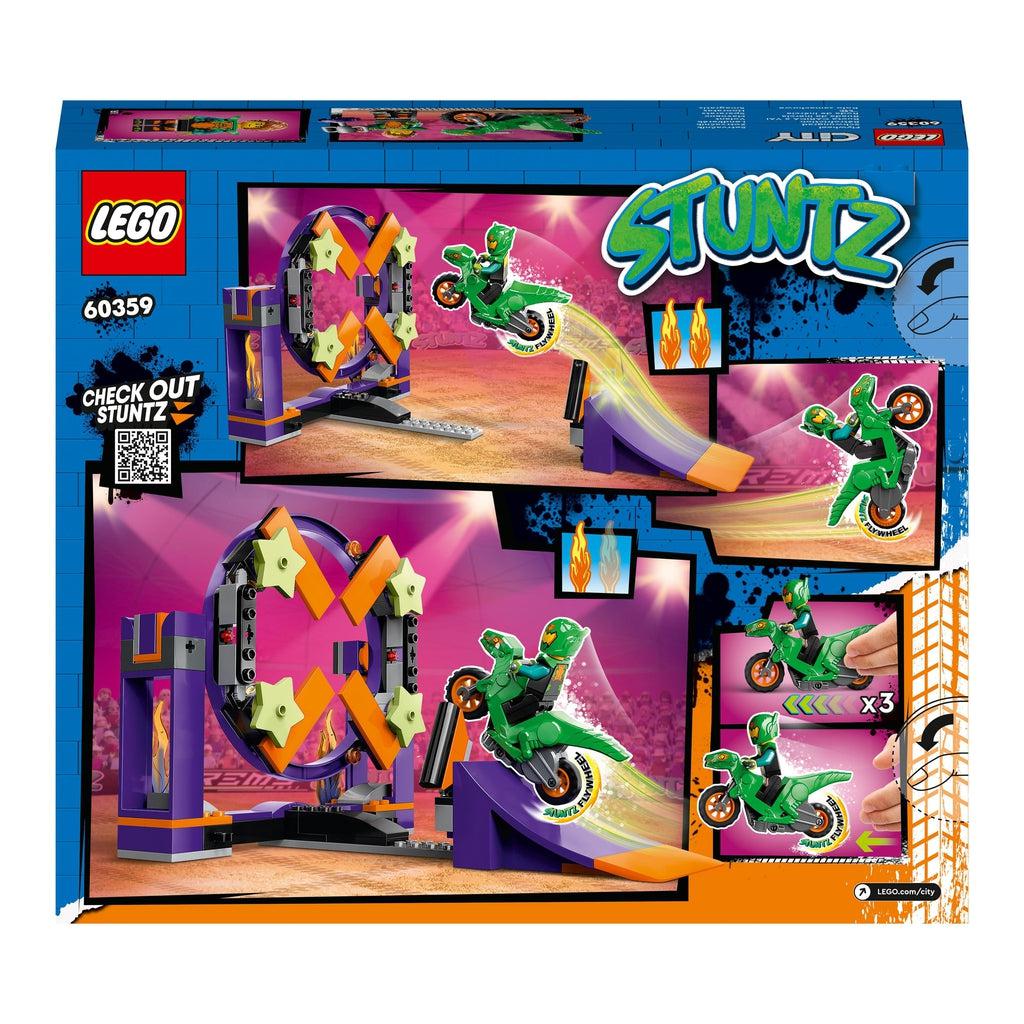 Image of the back of the box. In the center it has a large picture of the built LEGO set, and on the sides it has several smaller pictures highlighting elements of interest.