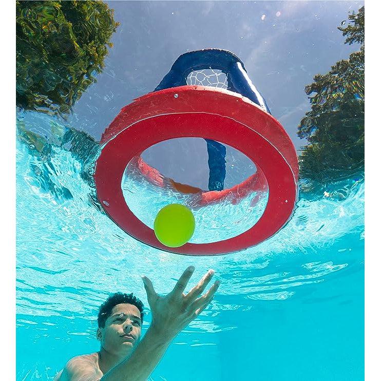 image from the box shows a teenager diving below the hoop to let the yellow ball float up to score