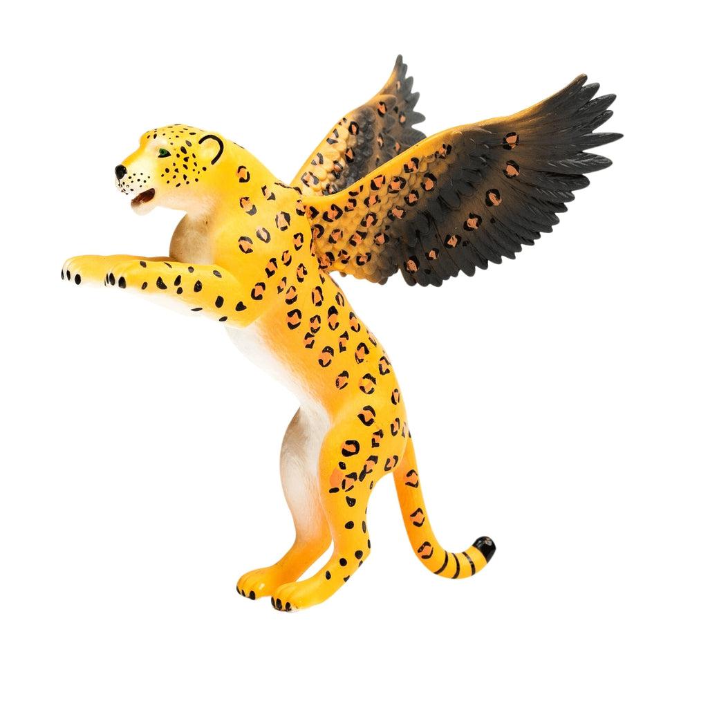 Image of the Eagard figure. It is a leopard in a standing position with two large eagle wings with leopard spots coming out of its back.