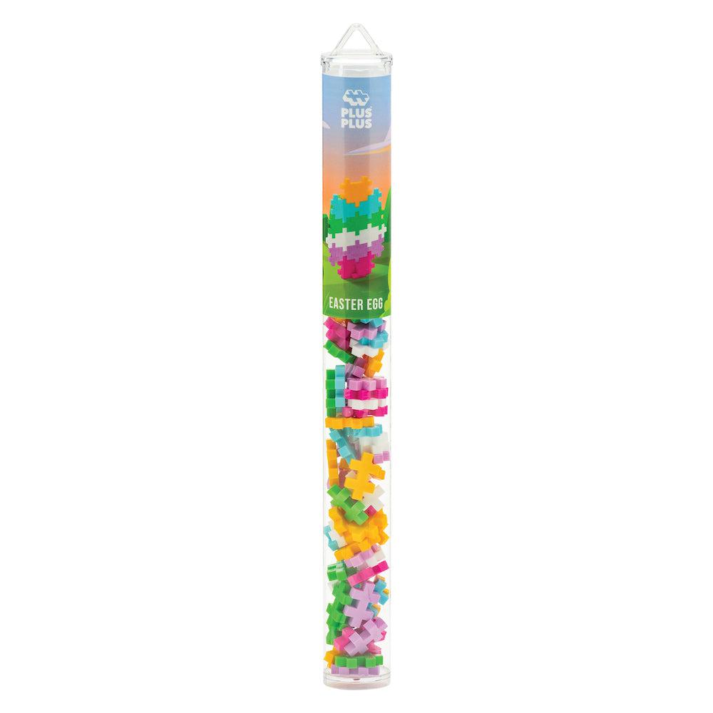 a tube of Plus Plus blocks to make an Easter egg