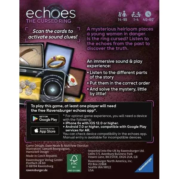 the back of the box says "scan the cards to activate sound cutes, an immersive sound and play expierence." To play this game, at least one palyer needs the ravensburger echoes app
