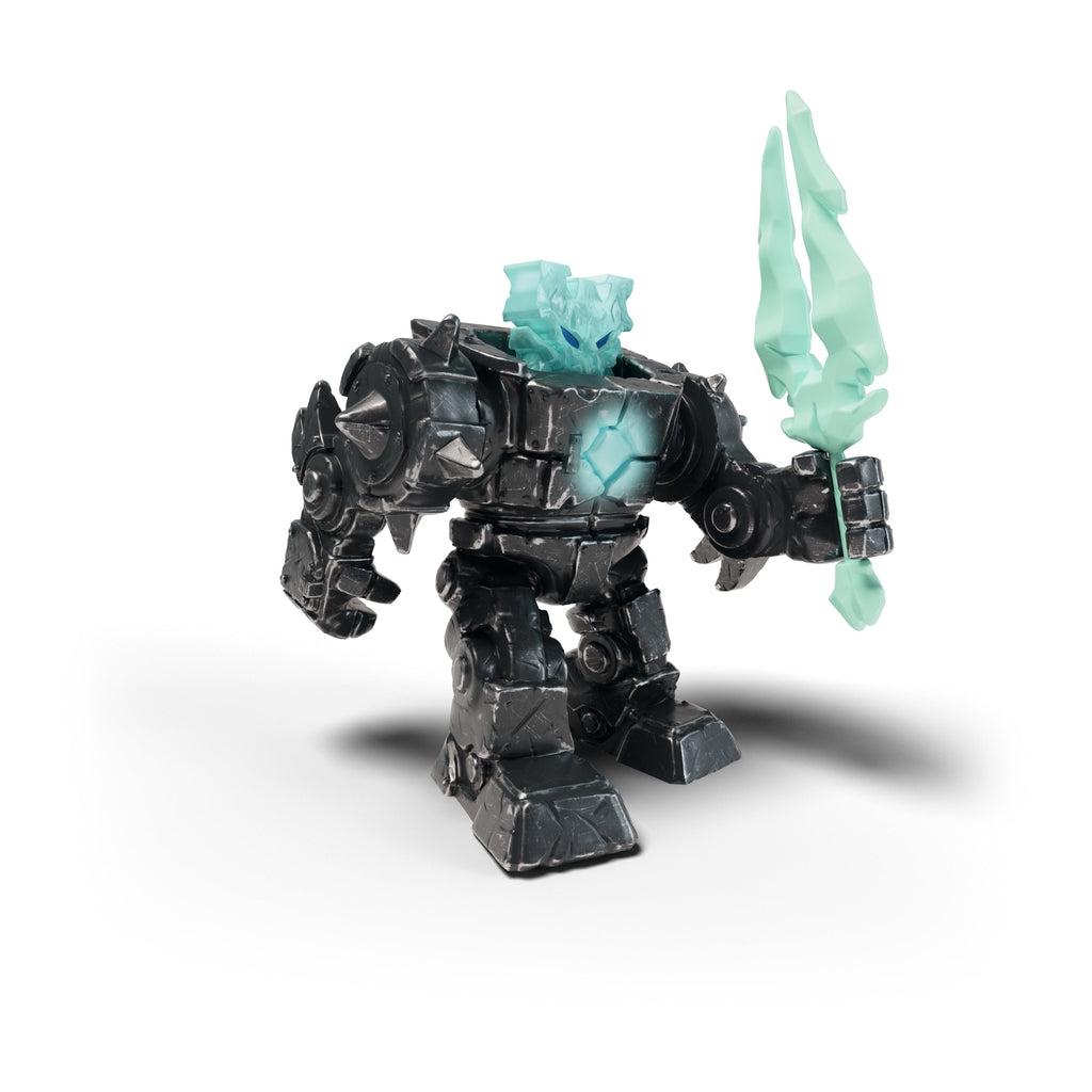 Image of the Eldrador Robot Shadow Ice figurine. It comes with a ice life form, a robot suit, and a ice sword.