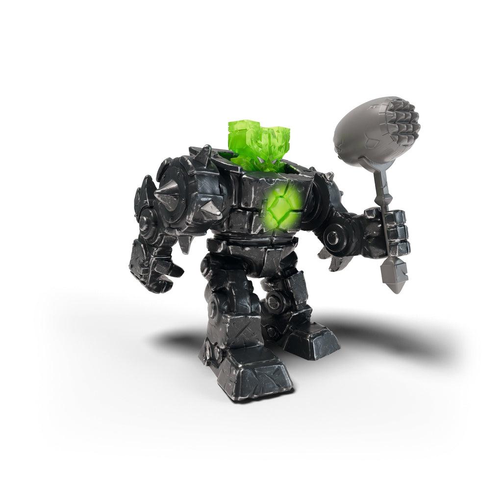 Image of the Eldrador Robot Shadow Stone figurine. It comes with a green stone life form, a big robot suit, and a stone hammer.