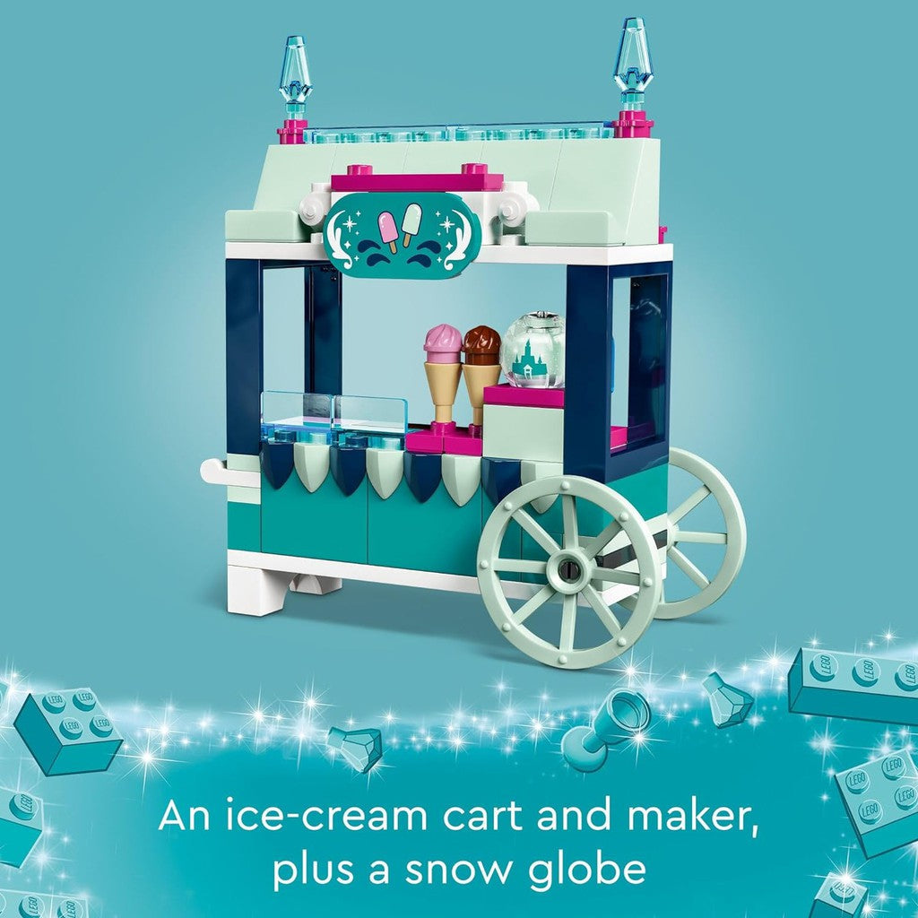 an ice cream cart and maker, Plus a snow globe.