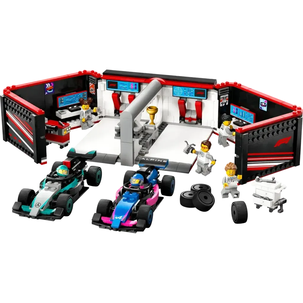 F1 Garage & Mercedes-AMG & Alpine Cars-LEGO-The Red Balloon Toy Store