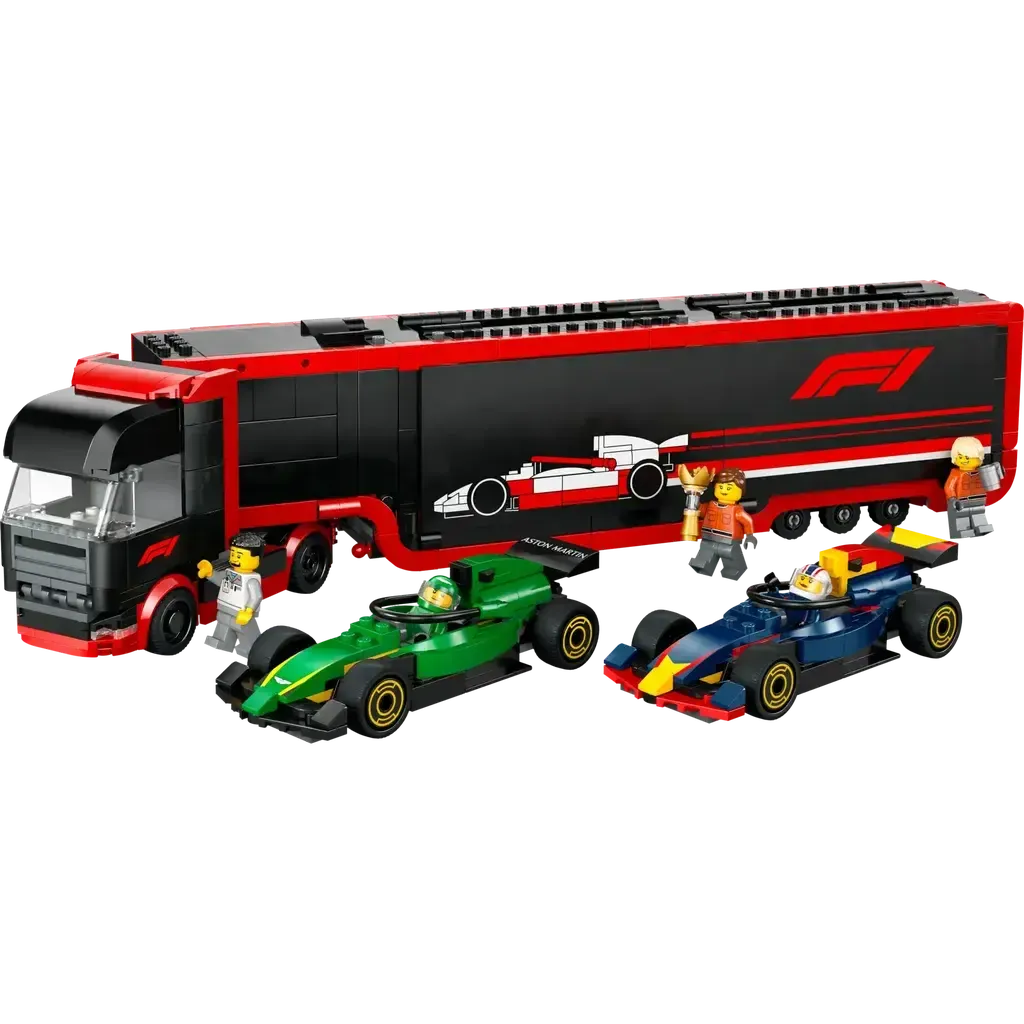F1 Truck with RB20 & AMR24 F1 Cars-LEGO-The Red Balloon Toy Store