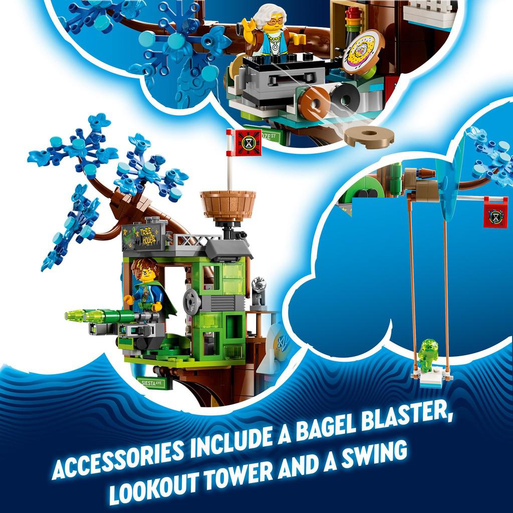 accessories include a bagel blaster, lookout tower and a swing