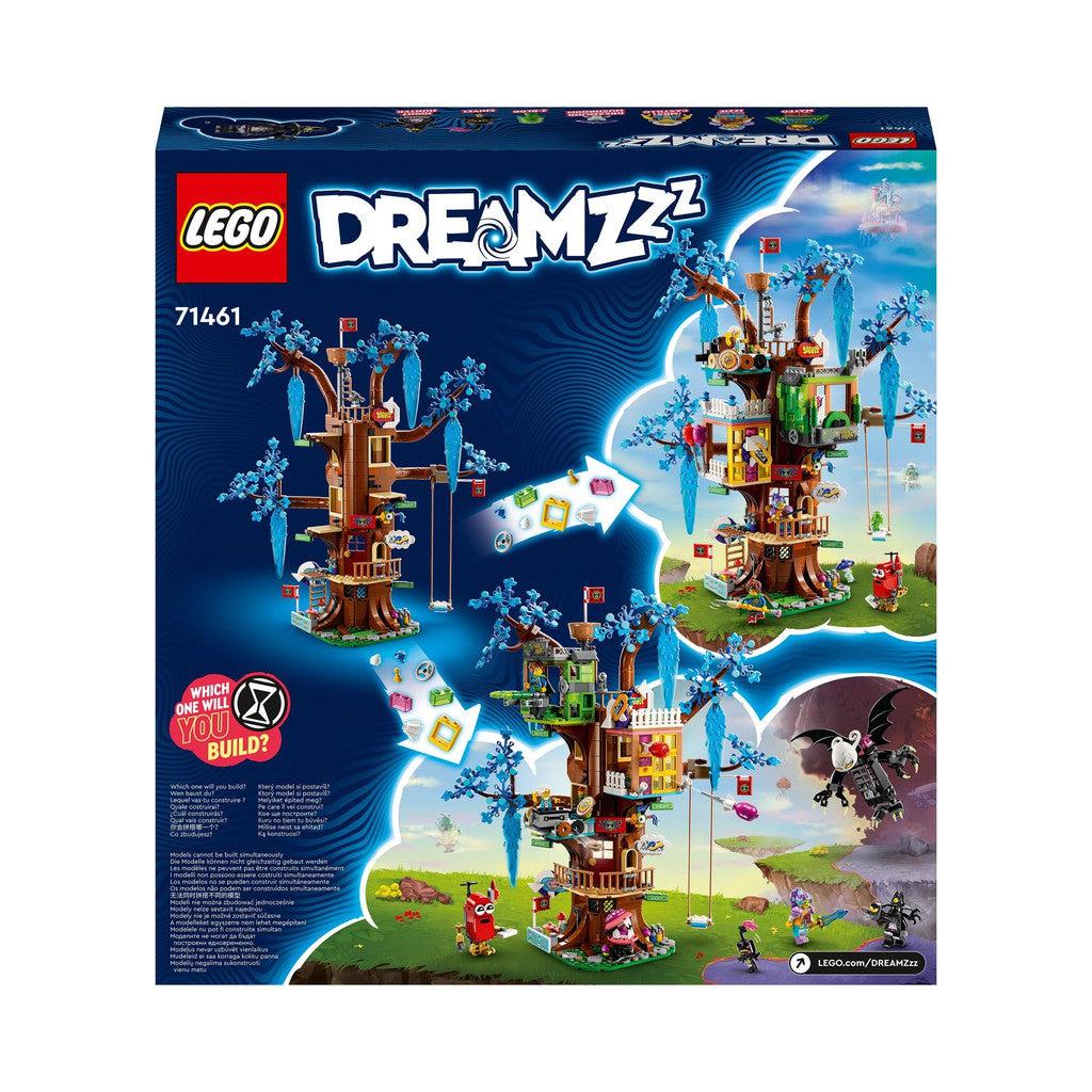 image shows the back of ghe box with the tree house. The rooms can move around to be for fun or defence. Build up the treehouse from Dreamzzz and play with the cast. 