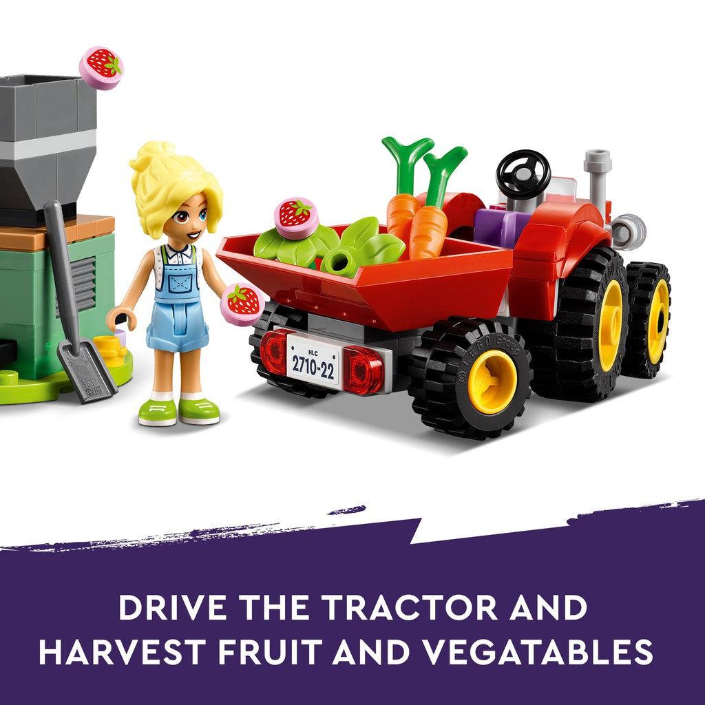 Drive the tractor and harvest fruit and vegetables 