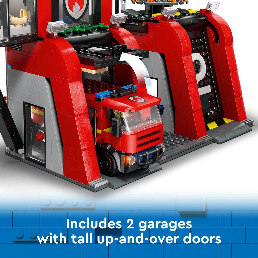 Includes 2 garages with tall up and over doors. 