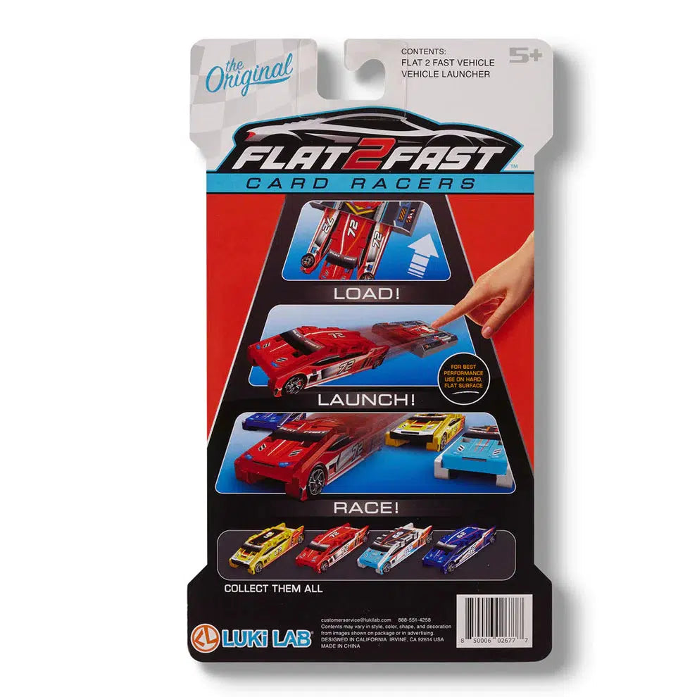load, launch and race the flat 2 Fast toy car