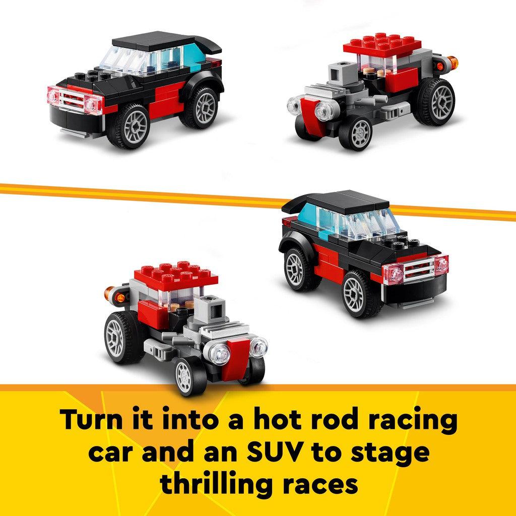 turn it into a hot rod racing car and an SUV to stage thrilling races