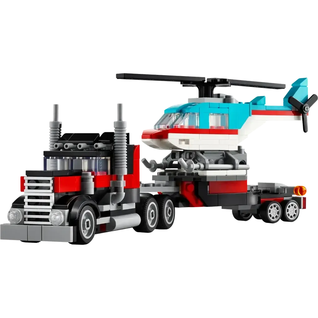 Flatbed Truck with Helicopter-LEGO-The Red Balloon Toy Store