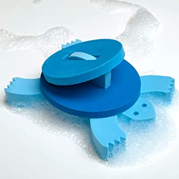 Close up of the blue turtle puzzle. It comes in 4 parts. He also floats.