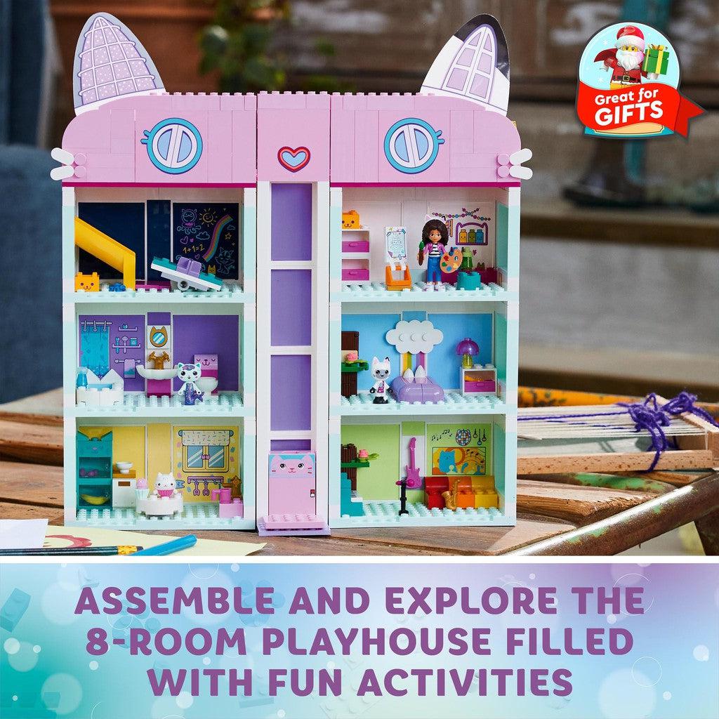 assemble and explore the 8-room playhouse filled with fun activities. 