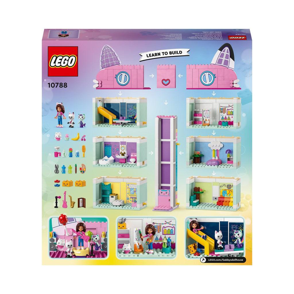 image shows the back of the box with the easy to build frame for the LEGO Dollhouse