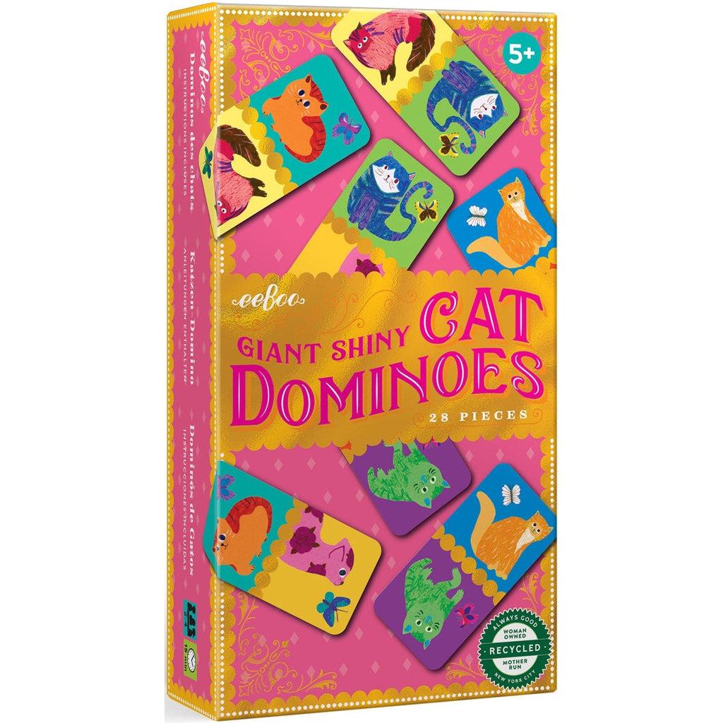 the eeBoo giant shiny cat dominoes. the classic game dominoes with illustrated images of cats for each side of the domino. have your child enjoy the classic game with large pieces and creative cats.