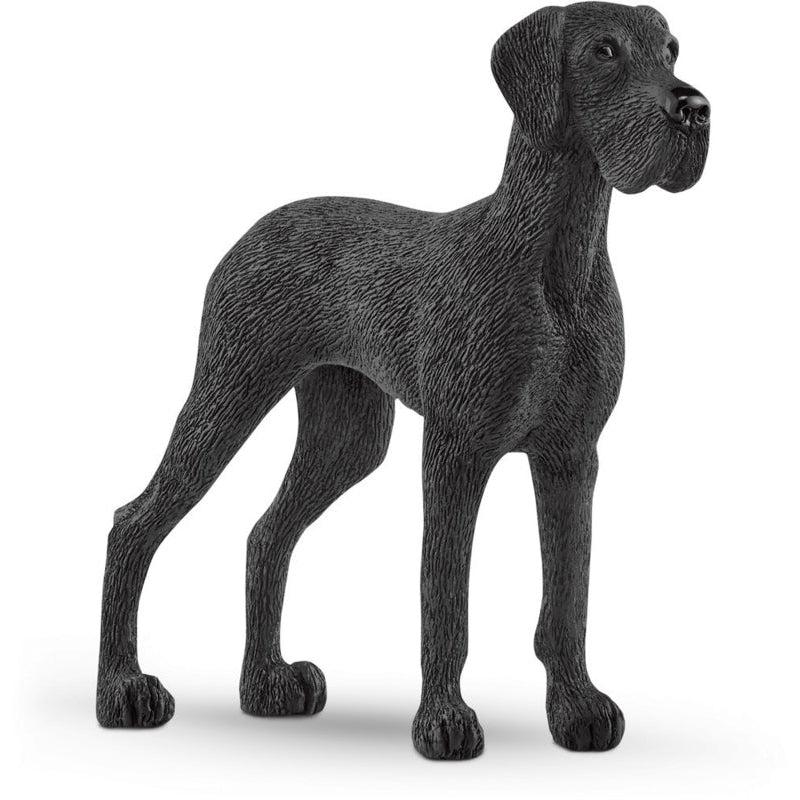 Image of the Great Dane figurine. it is a large long-legged completely black dog.