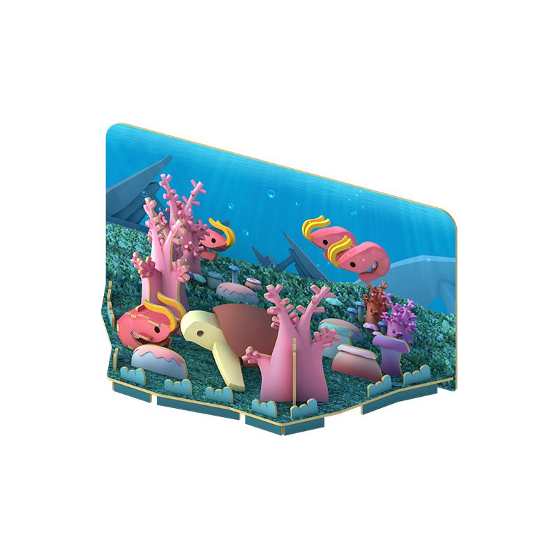 Image of the included coral reef diorama. The turtle figurine can fit in the center of the diorama for best effect.
